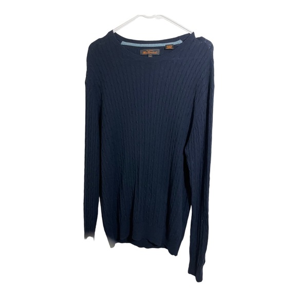 Ben Sherman mens crew neck cable knit pattern cotton cashmere blend size large - Picture 2 of 11